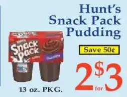 Market Basket Hunt's Snack Pack Pudding offer