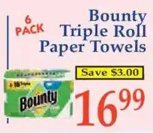 Market Basket Bounty triple roll paper towels offer