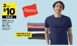 Dollar General Hanes Men's Color Crew or Pocket Tees offer