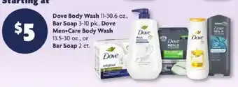 Family Dollar Dove Body Wash or Bar Soap offer