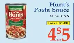 Market Basket Hunt's Pasta Sauce offer