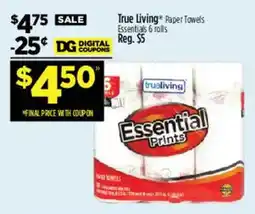 Dollar General True Living paper towels offer