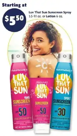 Family Dollar Fruit of the Earth luv that sun sunscreen spray offer
