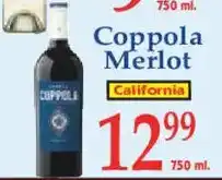 Market Basket Coppola Merlot offer