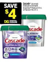 Dollar General Cascade platinum plus automatic dishwasher detergent offer