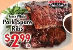 Ideal Food Basket Indiana kitchen fresh whole pork spare ribs offer