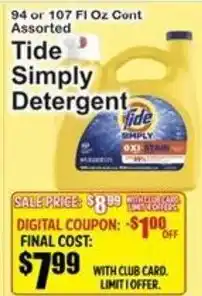 SuperFresh Tide Simply Detergent offer