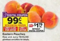 Giant Food Eastern Peaches offer