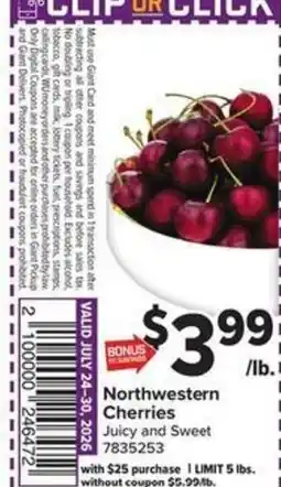 Giant Food Northwestern Cherries offer