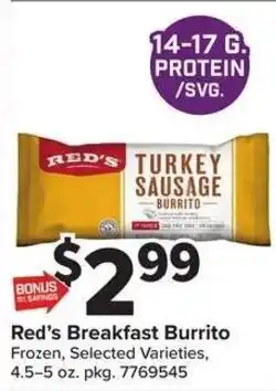 Giant Food Red's Breakfast Burrito offer