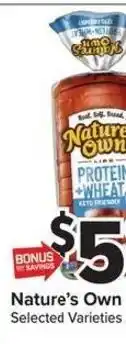 Giant Food Nature's Own Selected Varieties offer