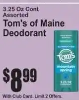 SuperFresh Tom's of Maine Deodorant offer