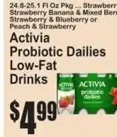 SuperFresh Activia Probiotic Dailies Low-Fat Drinks offer