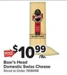 Giant Food Boar's Head Domestic Swiss Cheese offer