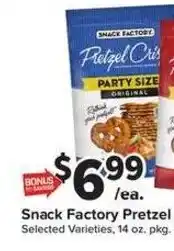 Giant Food Snack Factory Pretzel offer