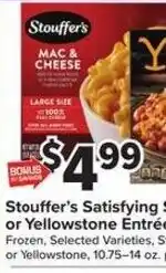 Giant Food Stouffer's Satisfying 5 or Yellowstone Entrée offer
