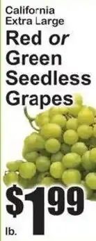 SuperFresh California extra large red or green seedless grapes offer