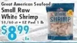 Ideal Food Basket Great American Seafood small raw white shrimp offer