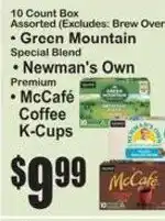 SuperFresh Green Mountain Special Blend, Newman's Own Premium, McCafé Coffee K-Cups offer