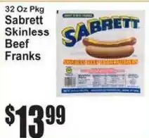 SuperFresh Sabrett skinless beef franks offer