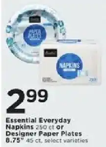 Cub Foods Essential Everyday Napkins or Designer Paper Plates offer