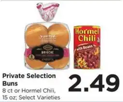 Food 4 Less Private Selection Buns or Hormel Chili offer