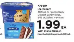 Food 4 Less Kroger Ice Cream or Frozen Dairy Dessert Sandwiches offer