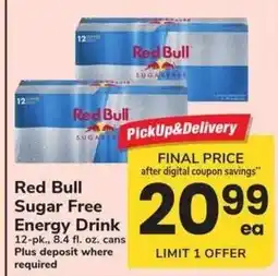 Safeway Red Bull Sugar Free Energy Drink offer
