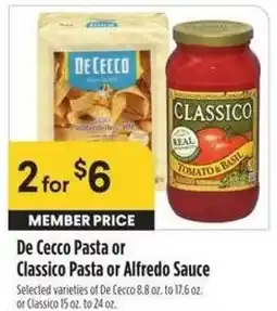 Bel Air Markets De Cecco Pasta or Classico Pasta or Alfredo Sauce offer