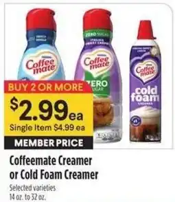 Bel Air Markets Coffee mate creamer or cold foam creamer offer