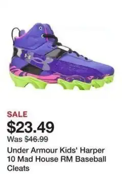 Dick's Sporting Goods Under Armour Kids' Harper 10 Mad House RM Baseball Cleats offer