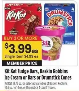 Bel Air Markets Kit Kat Fudge Bars, Baskin Robbins Ice Cream or Bars or Drumstick Cones offer