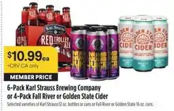 Bel Air Markets 6-Pack Karl Strauss Brewing Company or 4-Pack Fall River or Golden State Cider offer