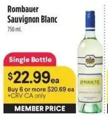 Bel Air Markets Rombauer Sauvignon Blanc offer
