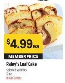 Bel Air Markets Raley's Loaf Cake offer