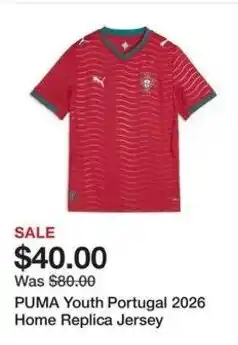 Dick's Sporting Goods Puma Youth Portugal 2026 Home Replica Jersey offer