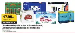 Bel Air Markets Budweiser, Miller or Coors or Stella Artois, Athletic or Sierra Nevada Trail Pass Non-Alcoholic Beer offer