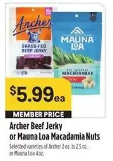 Bel Air Markets Archer Beef Jerky or Mauna Loa Macadamia Nuts offer