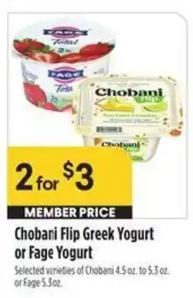 Bel Air Markets Chobani Flip Greek Yogurt or Fage Yogurt offer