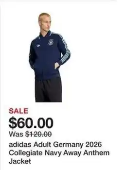 Dick's Sporting Goods adidas adult germany 2026 collegiate navy away anthem jacket offer