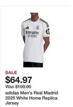 Dick's Sporting Goods adidas men's real madrid 2025 white home replica jersey offer