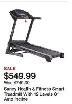 Dick's Sporting Goods Sunny Health & Fitness Smart Treadmill offer