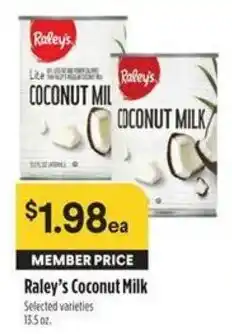 Bel Air Markets Raley's Coconut Milk offer