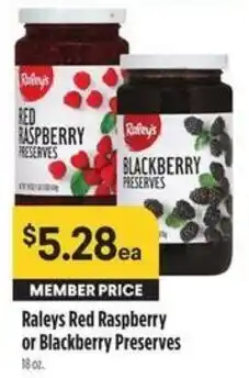Bel Air Markets Raleys Red Raspberry or Blackberry Preserves offer