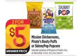 Bel Air Markets Mission Chicharrones, Pirate's Booty Puffs or SkinnyPop Popcorn offer