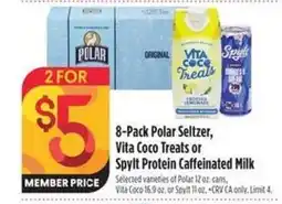 Bel Air Markets 8-Pack Polar Seltzer, Vita Coco Treats or Spylt Protein Caffeinated Milk offer