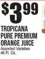 Extra Supermarket Tropicana pure premium orange juice offer