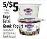 Pioneer Supermarkets Fage Total Greek Yogurt offer