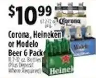 Pioneer Supermarkets Corona, Heineken or Modelo Beer 6 Pack offer