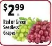 Pioneer Supermarkets Red or Green Seedless Grapes offer